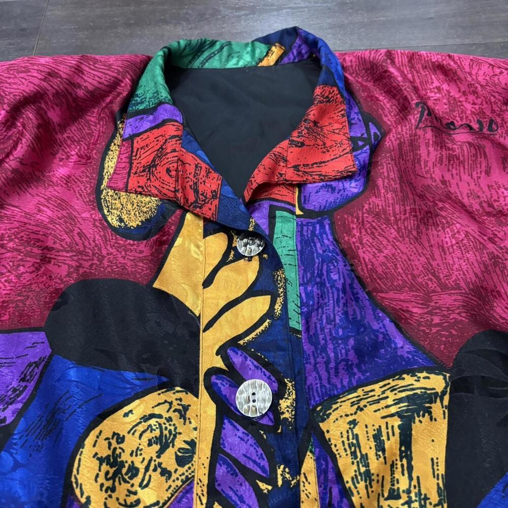 Vintage all over print Picasso button up blazer style shirt - Picture 2 of 6